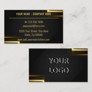 Carte de visite professionnel Gold Black avec logo