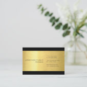 Carte De Visite Professionnel Gold Look Noir moderne élégant Plain (Debout devant)