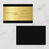 Carte De Visite Professionnel Gold Look Noir moderne élégant Plain (Devant / Derrière)