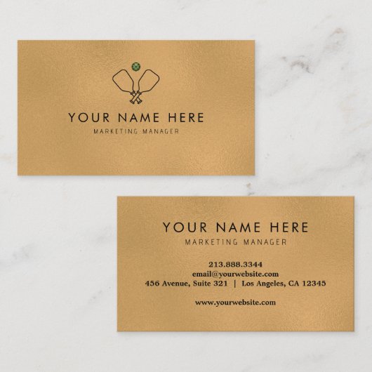 carte de visite professionnel Gold noir Pickleball (Devant / Derrière)