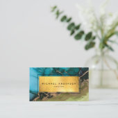 Carte De Visite Professionnel Gold Noir Turquoise (Debout devant)