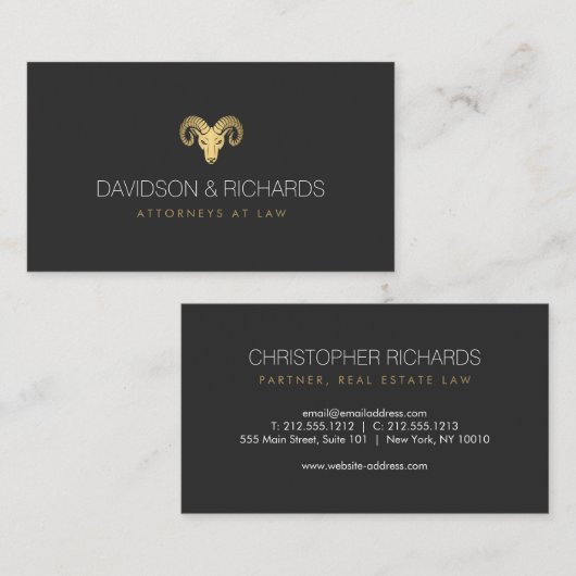 Carte de visite professionnel Gold Rams Head (Devant / Derrière)