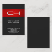 Carte de visite professionnel Gray Red Monogram (Devant / Derrière)