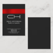 Carte de visite professionnel Gray Red Monogram (Devant / Derrière)