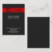 Carte de visite professionnel Gray Red Monogram (Devant / Derrière)