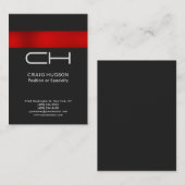Carte de visite professionnel Gray Red Monogram (Devant / Derrière)