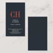 Carte de visite professionnel Grayish Blue Monogra (Devant / Derrière)