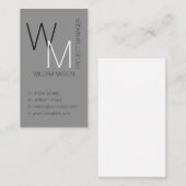 Carte de visite professionnel gris clair et simple (Devant / Derrière)
