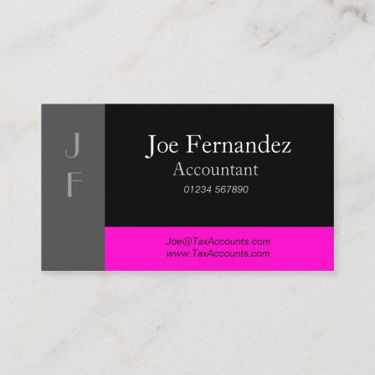 Carte de visite professionnel gris noir et rose (Devant)