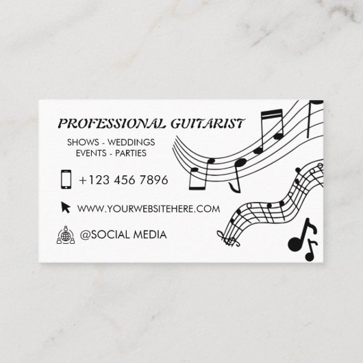 Carte de visite professionnel guitariste (Dos)