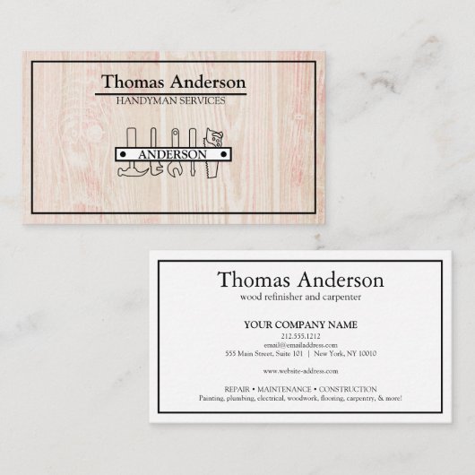 Carte De Visite Professionnel Handyman Réparation à domicile Busin (Devant / Derrière)