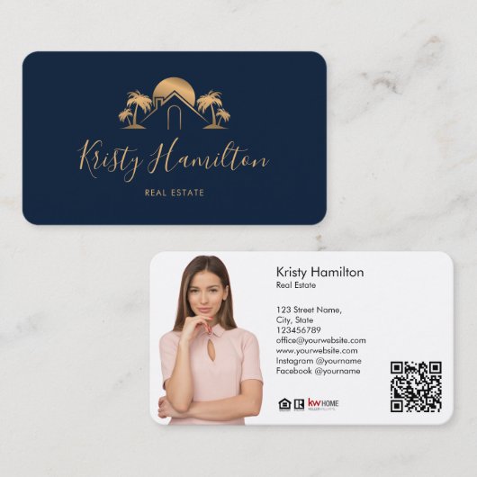 Carte De Visite professionnel immobilier côtier code QR (Devant / Derrière)