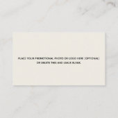 Carte De Visite Professionnel (INSÉRER UNE PHOTO) UNISEX - (Dos)