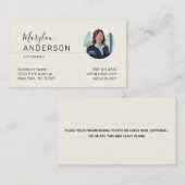 Carte De Visite Professionnel (INSÉRER UNE PHOTO) UNISEX - (Devant / Derrière)