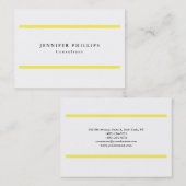 Carte De Visite Professionnel Jaune clair rayures Blanc Original (Devant / Derrière)