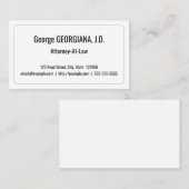 Carte de visite professionnel juridique minimal (Devant / Derrière)