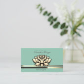 Carte De Visite Professionnel Lotus Stripes Mint Green (Debout devant)