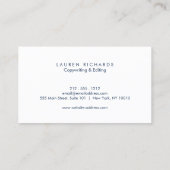 Carte De Visite Professionnel Luxe Faux Silver et Navy Blue (Dos)