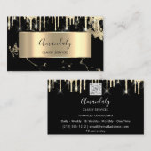 Carte De Visite Professionnel Luxe Gold Royal Marble Black Drift (Devant / Derrière)