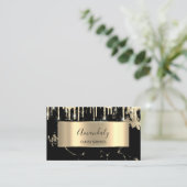 Carte De Visite Professionnel Luxe Gold Royal Marble Black Drift (Debout devant)
