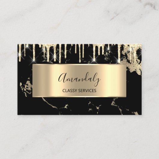 Carte De Visite Professionnel Luxe Gold Royal Marble Black Drift (Devant)