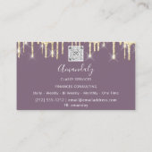 Carte De Visite Professionnel Luxe Gold Royal Marble Purple Drip (Dos)