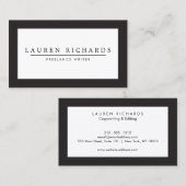 Carte de visite professionnel Luxe noir et blanc (Devant / Derrière)