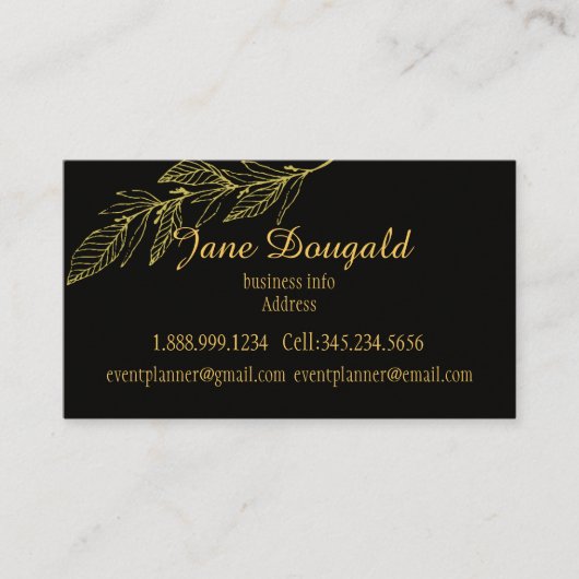 Carte De Visite Professionnel mais élégant classique Black Gold Na (Devant)