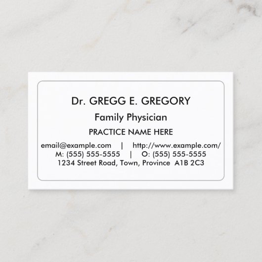 Carte de visite professionnel Médicale (Devant)