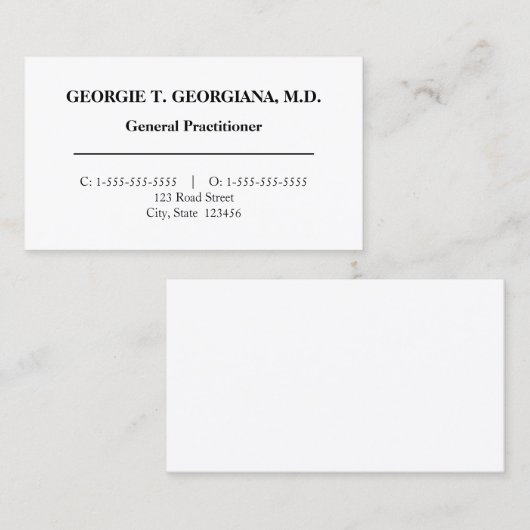 Carte de visite professionnel Médicale (Devant / Derrière)