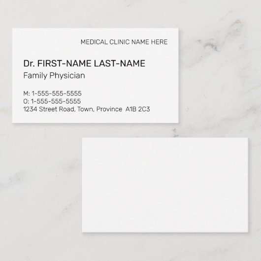 Carte de visite professionnel Médicale (Devant / Derrière)