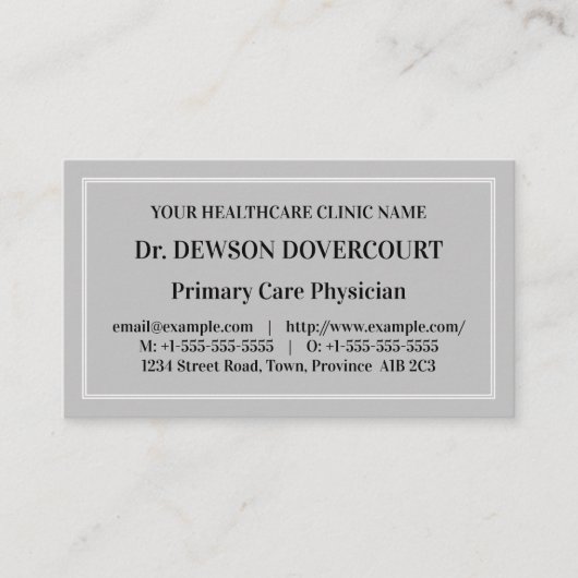 Carte de visite professionnel Médicale traditionne (Devant)