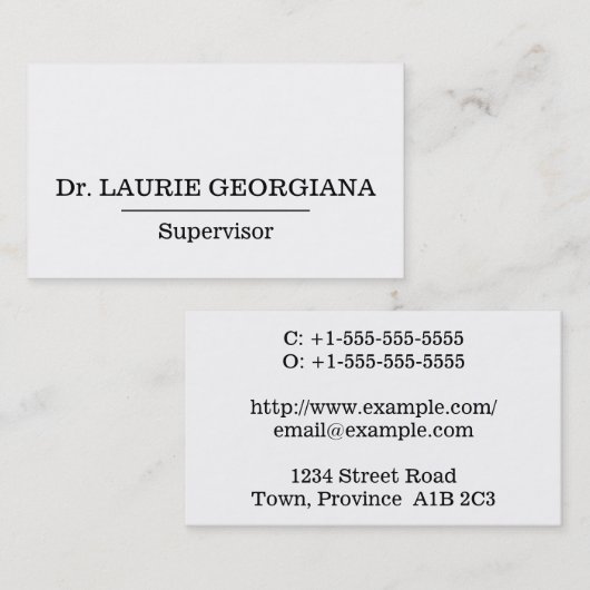 Carte de visite professionnel minimal (Devant / Derrière)