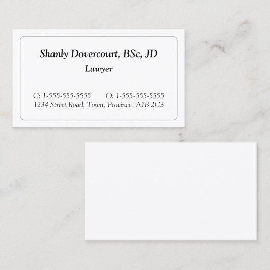 Carte de visite professionnel minimal (Devant / Derrière)