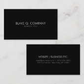Carte de visite professionnel minimal élégant noir (Devant / Derrière)