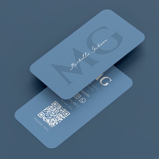 Carte De Visite Professionnel Minimal Marketing Dusty Blue