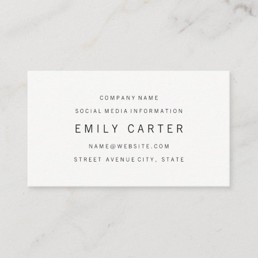 Carte De Visite Professionnel minimaliste classique (Devant)