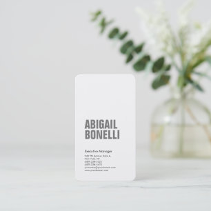 Carte De Visite Professionnel minimaliste gras moderne gris blanc