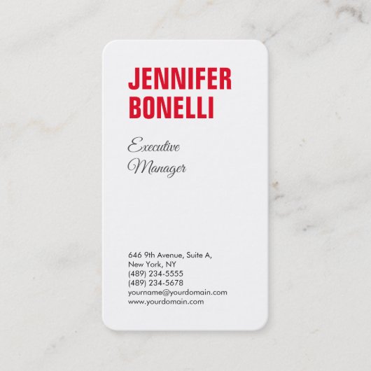 Carte De Visite Professionnel minimaliste moderne en blanc (Devant)