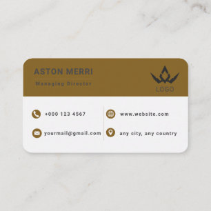 Carte De Visite Professionnel Minimaliste Or et Blanc Numérique