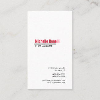 Carte De Visite Professionnel Minimaliste Simple Blanc Moderne Pla