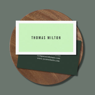 Carte De Visite Professionnel minimaliste Vert Blanc Consultant