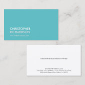 Carte De Visite PROFESSIONNEL MODERNE Aqua Blue (Devant / Derrière)