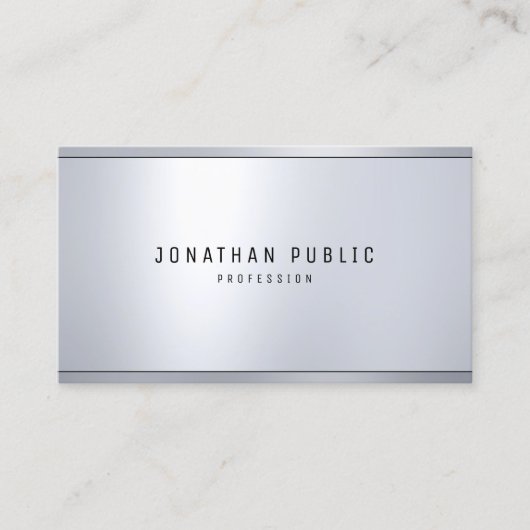 Carte De Visite Professionnel Moderne Argent Metallic Look élégant (Devant)
