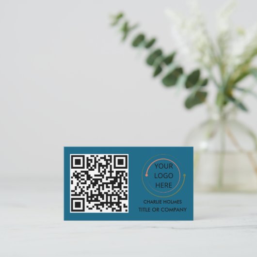 Carte de visite professionnel moderne avec code QR (Debout devant)