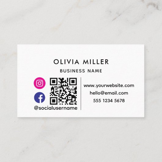 Carte de visite professionnel moderne avec code QR (Dos)