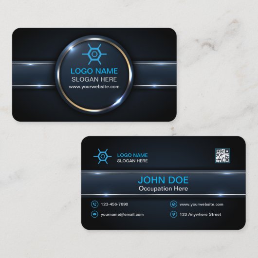 Carte de visite professionnel moderne avec code QR (Devant / Derrière)