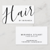 Carte De Visite Professionnel moderne Black and White Hair Stlist (Devant / Derrière)