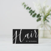 Carte De Visite Professionnel moderne Black and White Hair Stlist (Debout devant)