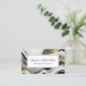 Carte De Visite Professionnel moderne Black Gold Abstrait (Debout devant)